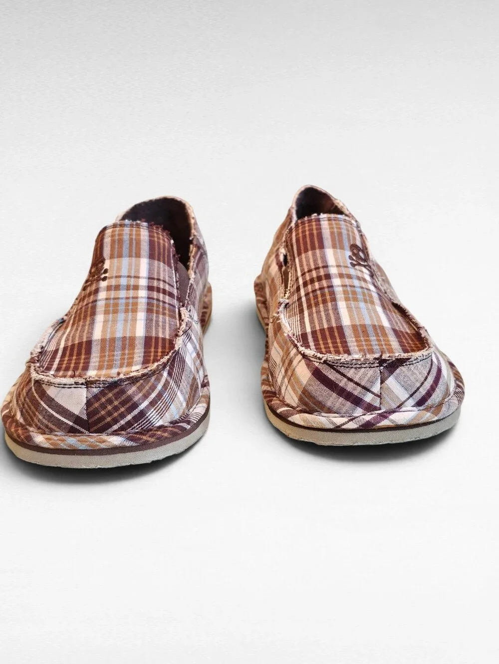 The Children's Place Brown and Beige Plaid Slip On Shoes Size 5